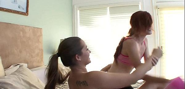  Two hot chicks  Dani Daniels and Elle Alexandra use their yoga skills in bed to satisfy each other